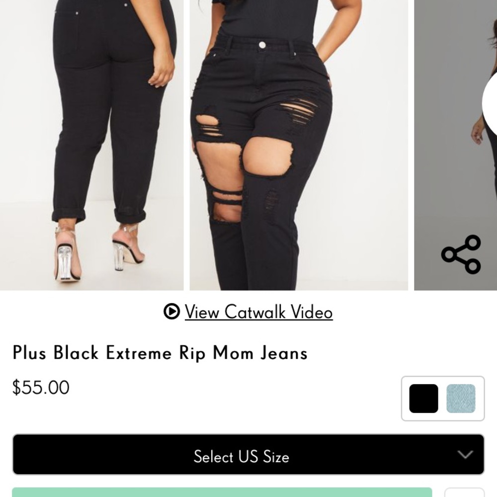 Plus Black Extreme Rip Mom Jeans
